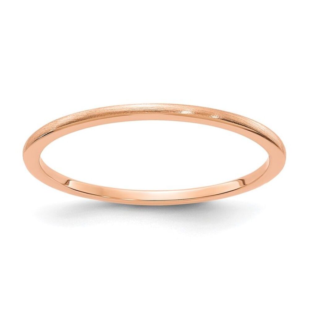 1.2mm 14k Rose Gold Half Round Satin Stackable Band, Size 9